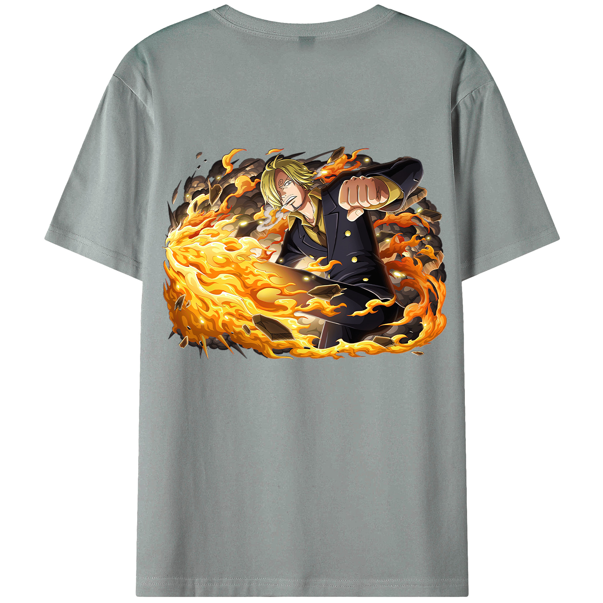 （画像用） ワンピース サンジ ONE PIECE Sanji 綿100％ メンズ半袖Tシャツ（バックプリント） 通気性